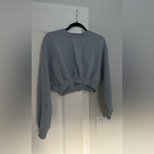 Zara Blue-Gray Cropped Sweatshirt